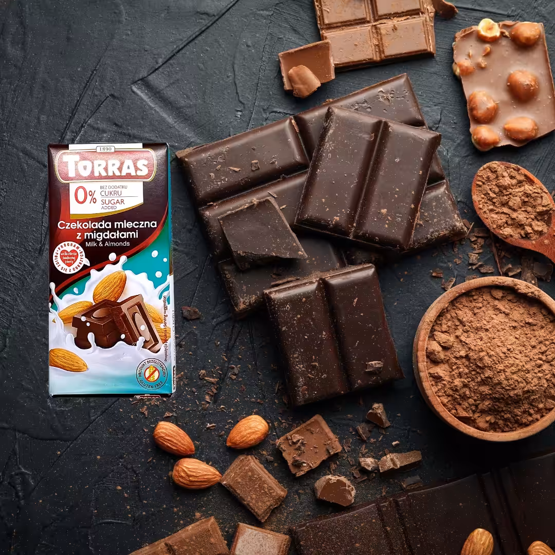 Czekolada Mleczna z Migdałami Torras Bez Cukru i Glutenu 75g - obrazek 5