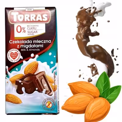 Czekolada Mleczna z Migdałami Torras Bez Cukru i Glutenu 75g