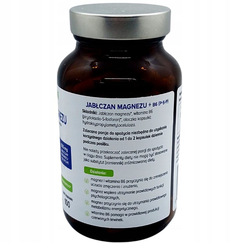Biowen Jabłczan magnezu 835 mg z witaminą B6 (P-5-P) 100kap na Zmęczenie - obrazek 6