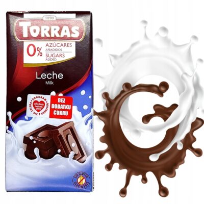 Czekolada Mleczna Torras Bez Cukru 75g - Bezglutenowa Przekąska