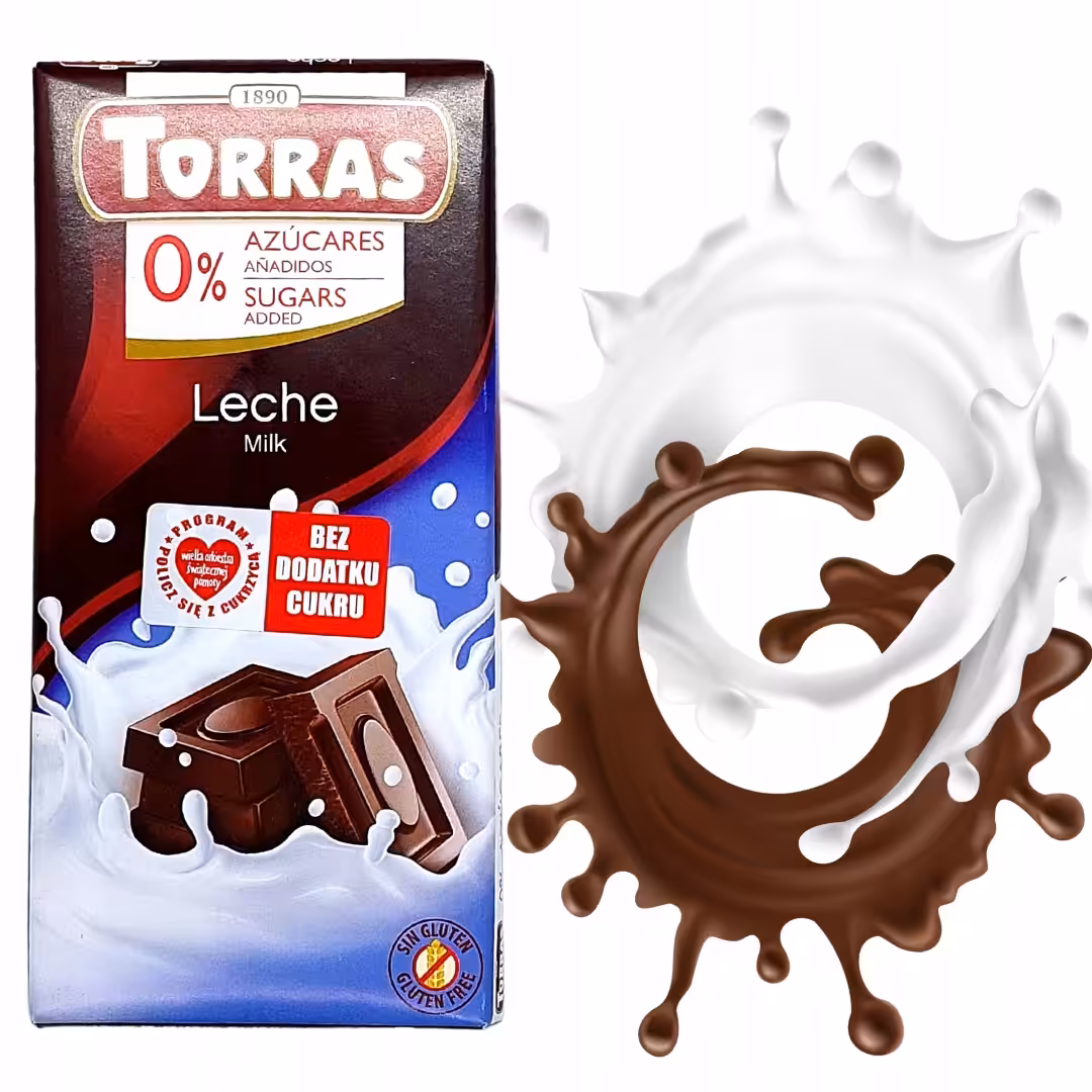 Czekolada Mleczna Torras Bez Cukru 75g - Bezglutenowa Przekąska