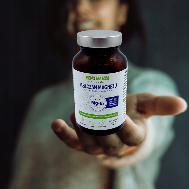 Biowen Jabłczan magnezu 835 mg z witaminą B6 (P-5-P) 100kap na Zmęczenie - obrazek 3