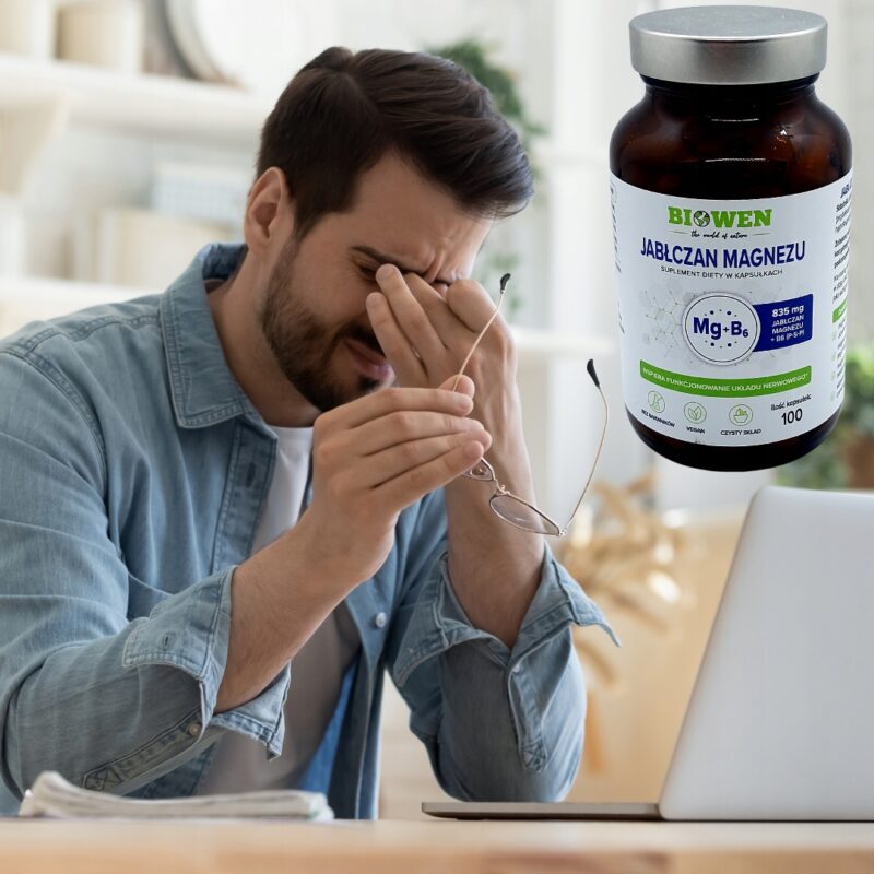 Biowen Jabłczan magnezu 835 mg z witaminą B6 (P-5-P) 100kap na Zmęczenie - obrazek 4