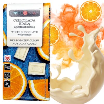 Czekolada Biała Pure Good z Pomarańczą Bez Cukru 75g - Bezglutenowa