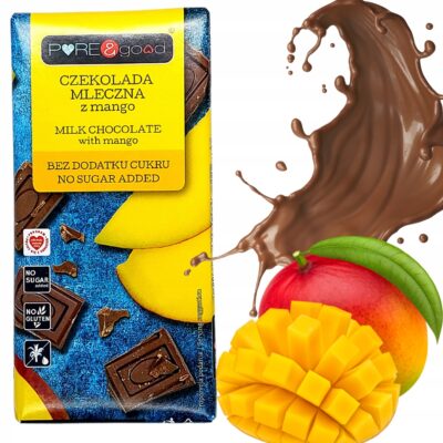Czekolada Mleczna z Mango Pure Good Bez Cukru i Glutenu 75g