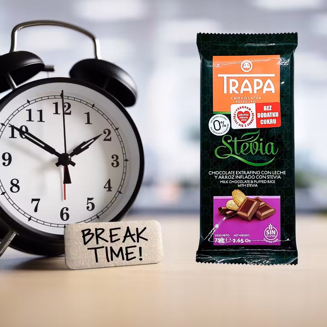 Czekolada Mleczna Crunchy Trapa ze Stewią Bez Cukru Bezglutenowa 75g - obrazek 2