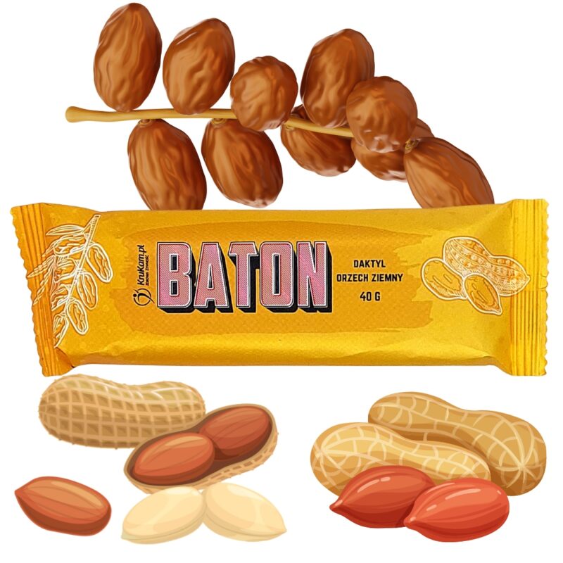 10x Baton daktylowy z orzechami ziemnymi Krukam 40 g Bez dodatku cukru - obrazek 2