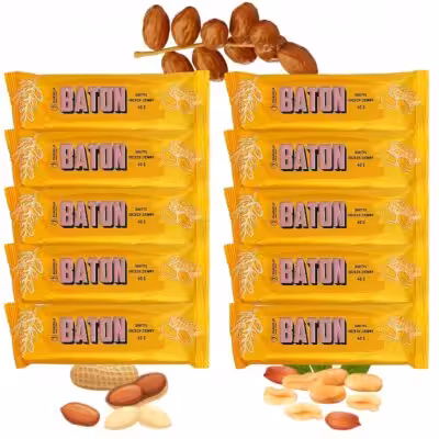 10x Baton daktylowy z orzechami ziemnymi Krukam 40 g Bez dodatku cukru