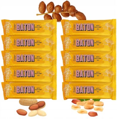 10x Baton daktylowy z orzechami ziemnymi Krukam 40 g Bez dodatku cukru