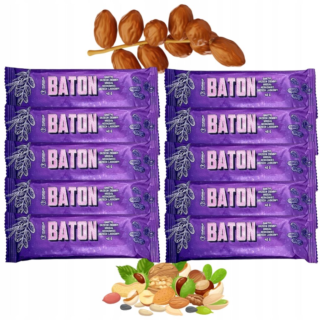 10x Baton daktylowy z orzechami KruKam 40 g Baton energetyczny batoniki