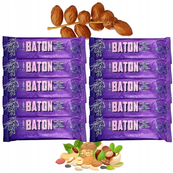10x Baton daktylowy z orzechami KruKam 40 g Baton energetyczny batoniki