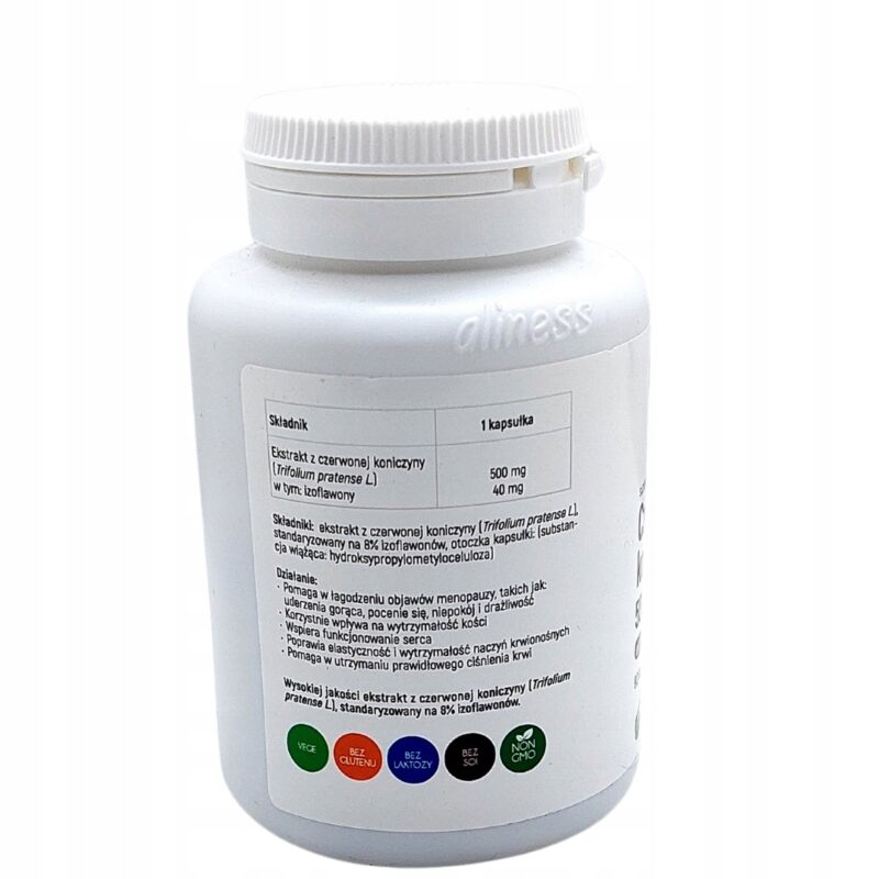 Czerwona Koniczyna Aliness extract 8% 500mg 90 kapsułek Menopauza - obrazek 5