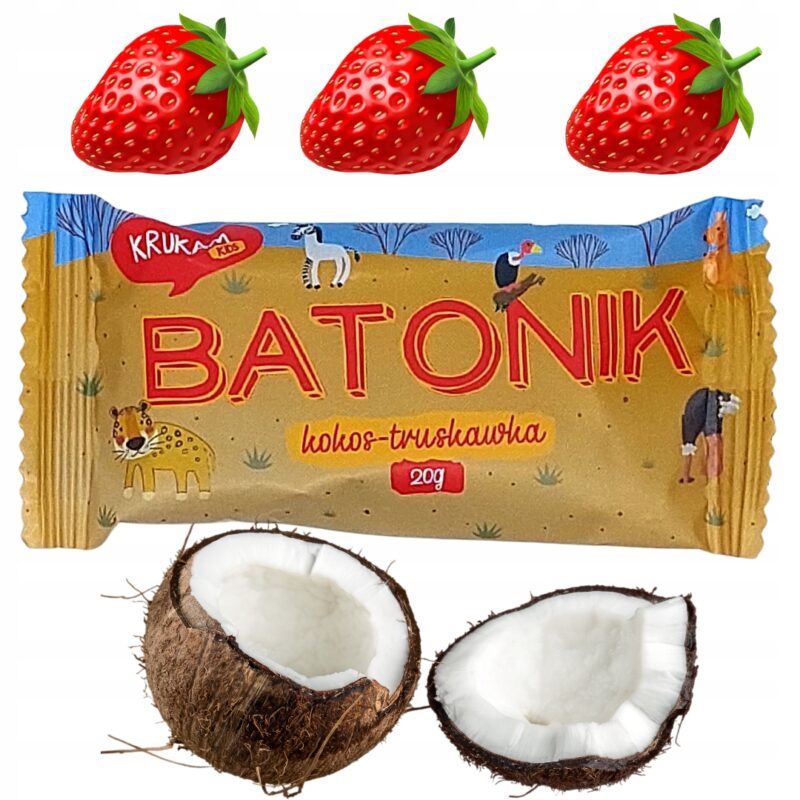 10x KRUKAM Batonik daktylowy kokos-truskawka Naturalny słodycz bez cukru - obrazek 2
