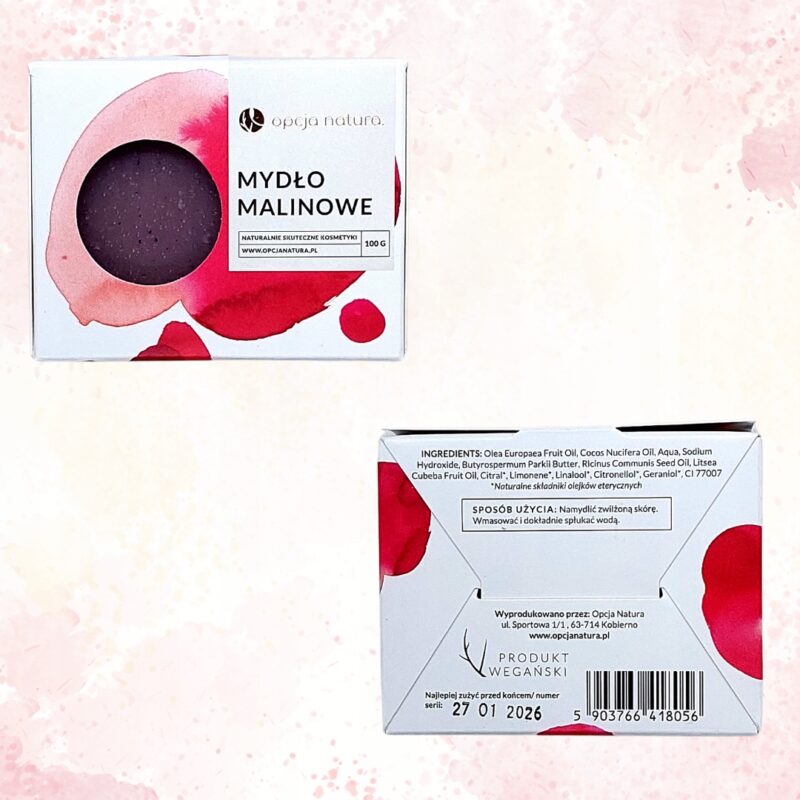 Mydło Malinowe Opcja Natura Wegańskie malinowy 100 g mydło sodowe Naturalne - obrazek 5