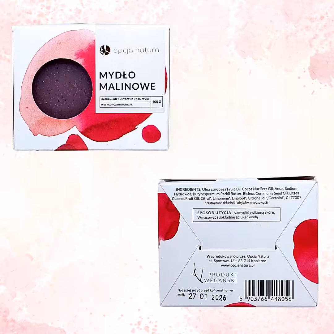 Mydło Malinowe Opcja Natura Wegańskie malinowy 100 g mydło sodowe Naturalne - obrazek 5
