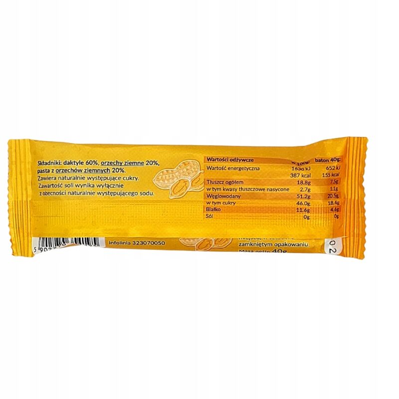 10x Baton daktylowy z orzechami ziemnymi Krukam 40 g Bez dodatku cukru - obrazek 4