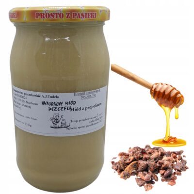 Naturalny Miód z propolisem kremowy 1100g Aż 5% propolisu Miód propolis