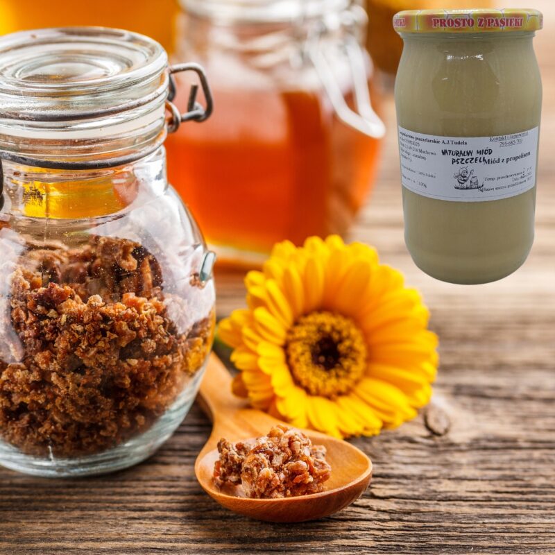 Naturalny Miód z propolisem kremowy 1100g Aż 5% propolisu Miód propolis - obrazek 9
