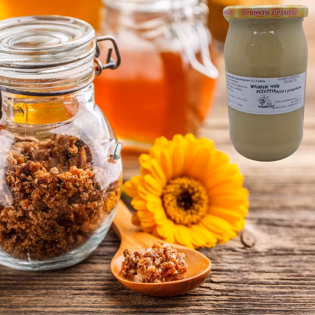 Naturalny Miód z propolisem kremowy 1100g Aż 5% propolisu Miód propolis - obrazek 9