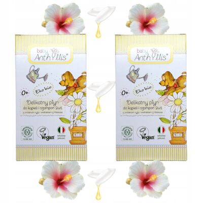 2x Baby Anthyllis Szampon i płyn do kąpieli dla dzieci 2w1 400ml