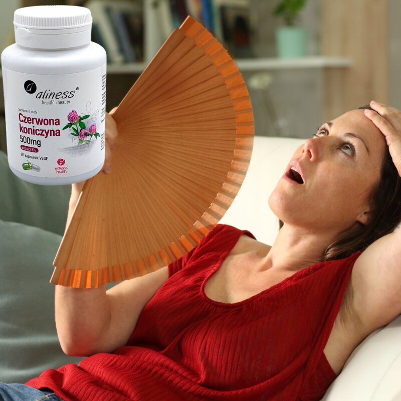 Czerwona Koniczyna Aliness extract 8% 500mg 90 kapsułek Menopauza - obrazek 3