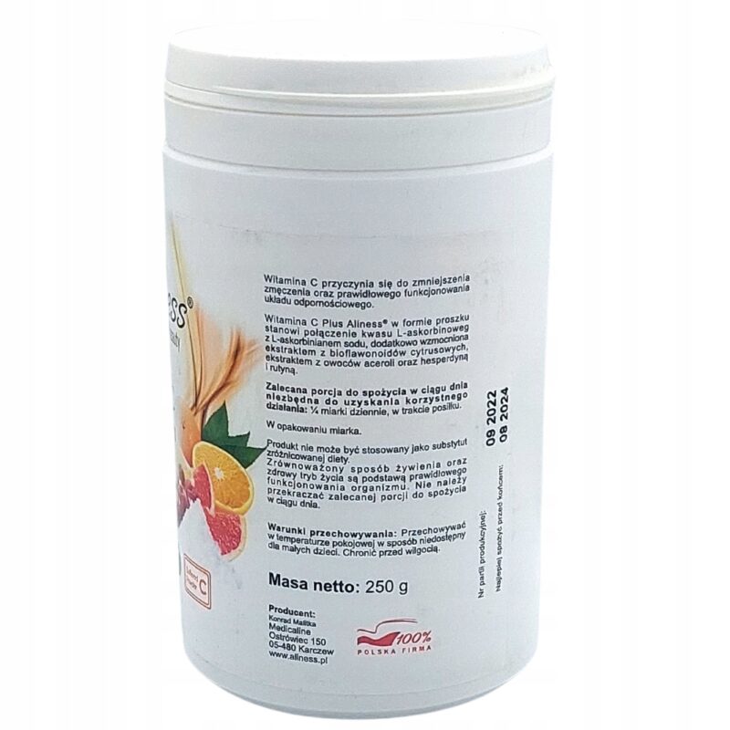Aliness witamina c 1000 mg Plus proszek 250 g Witamina C buforowana - obrazek 3