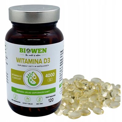 Biowen Witamina D3 z lanoliny 120kap Witamina d3 w oleju 4000 Duża dawka