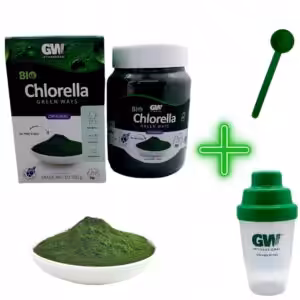 Chlorella proszek Green Ways 350g chlorella pyrenoidosa + łyżeczka + shaker