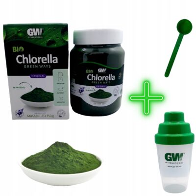 Chlorella proszek Green Ways 350g chlorella pyrenoidosa + łyżeczka + shaker