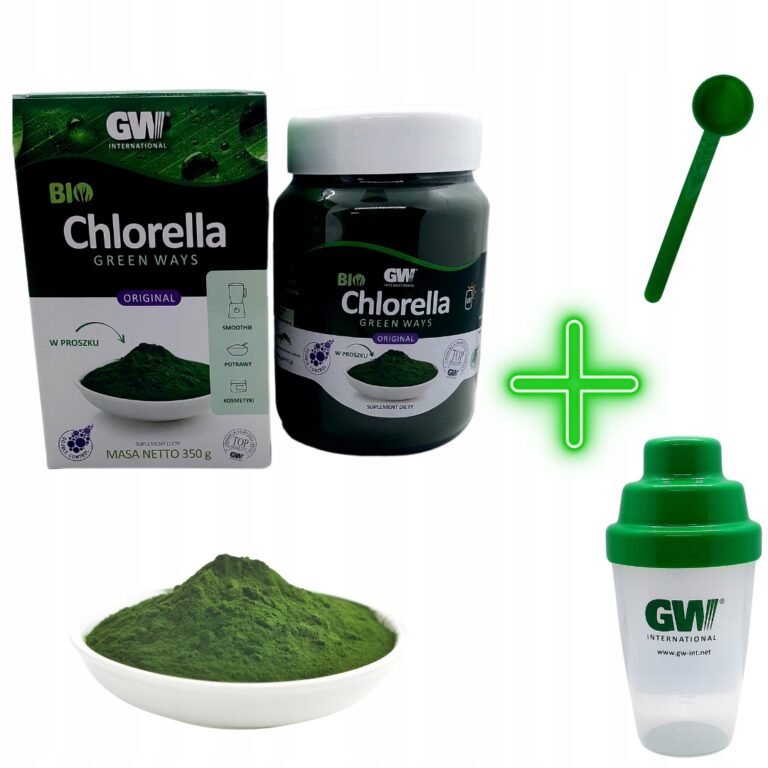 Chlorella proszek Green Ways 350g chlorella pyrenoidosa + łyżeczka + shaker
