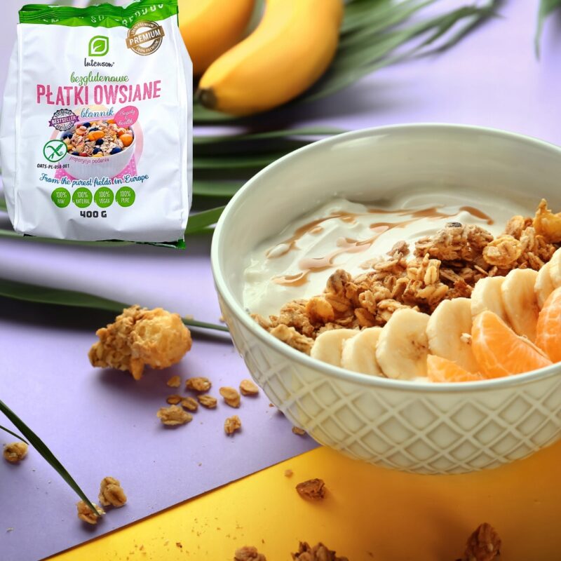 Płatki Owsiane Bezglutenowe 400g Intenson składnik do granoli bezglutenowej - obrazek 5