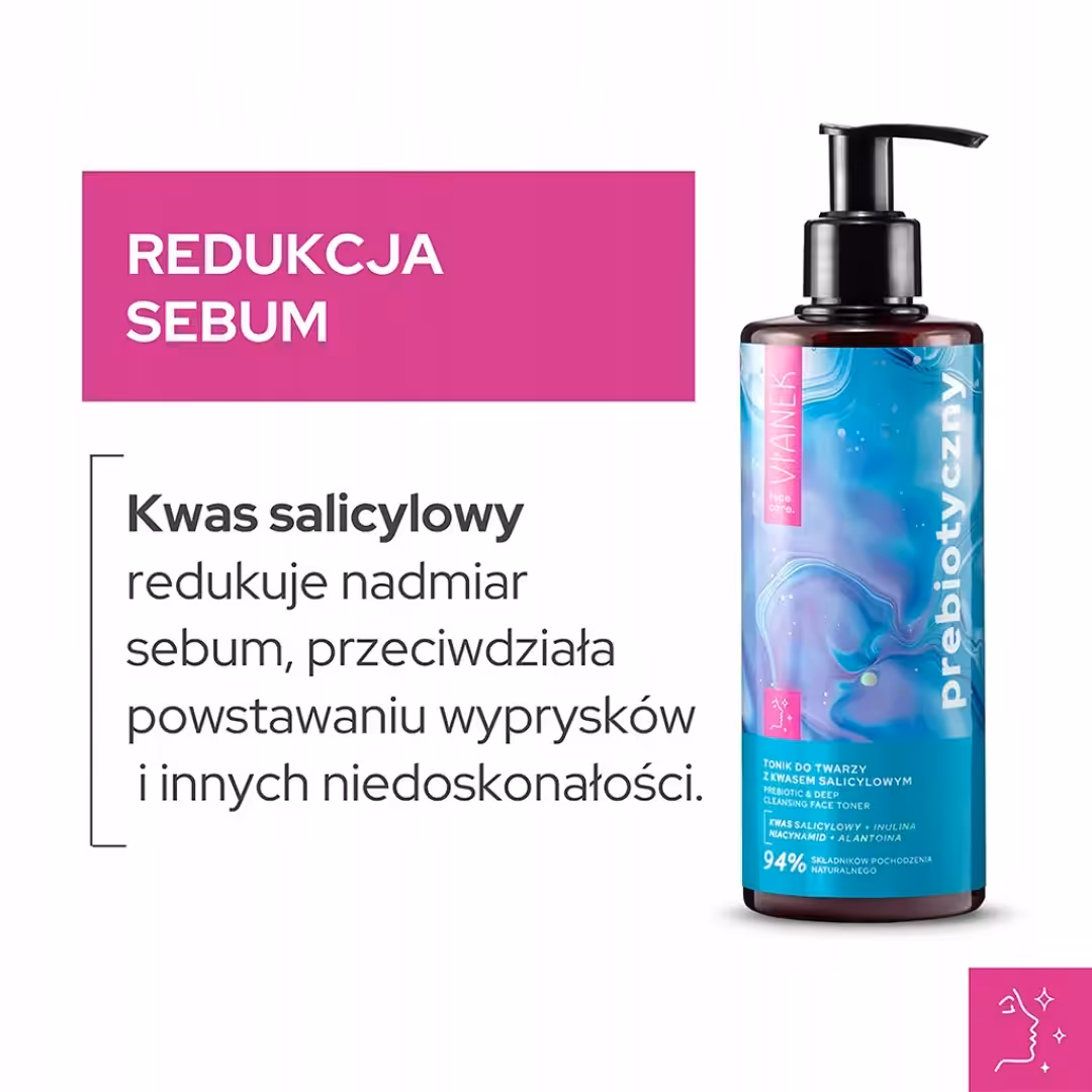 Tonik do twarzy z kwasem salicylowym VIANEK Prebiotyczny niweluje wypryski - obrazek 4