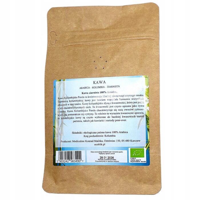 Kawa ziarnista kolumbijska Panda 200g kawa swiezo palona Kawa Arabica - obrazek 4
