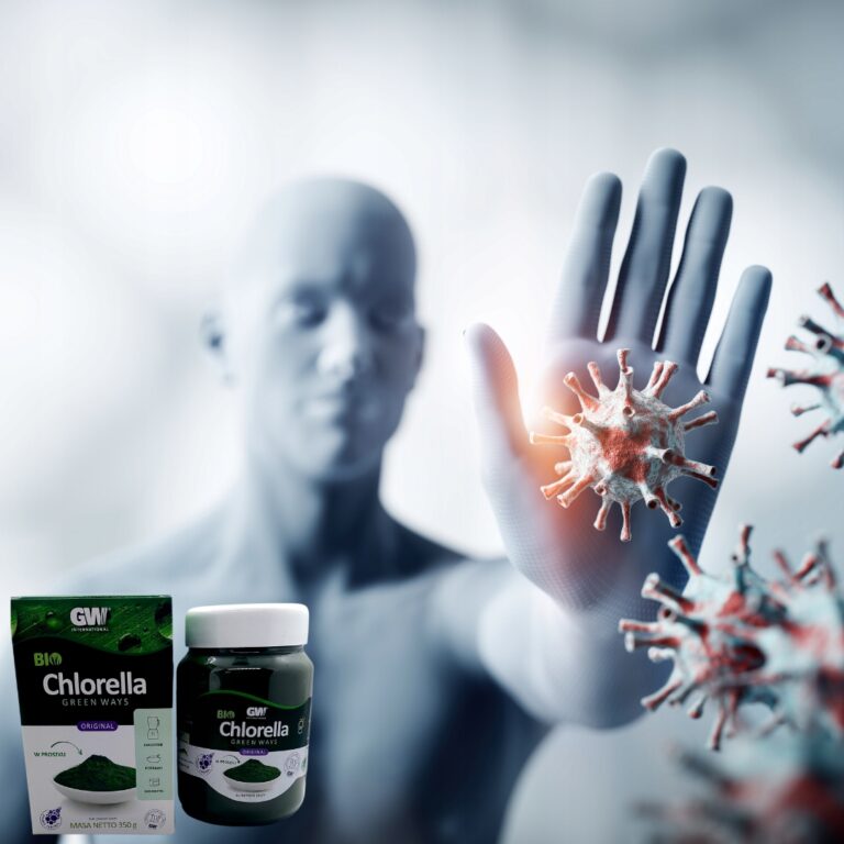 Chlorella proszek Green Ways 350g chlorella pyrenoidosa + łyżeczka + shaker - obrazek 3