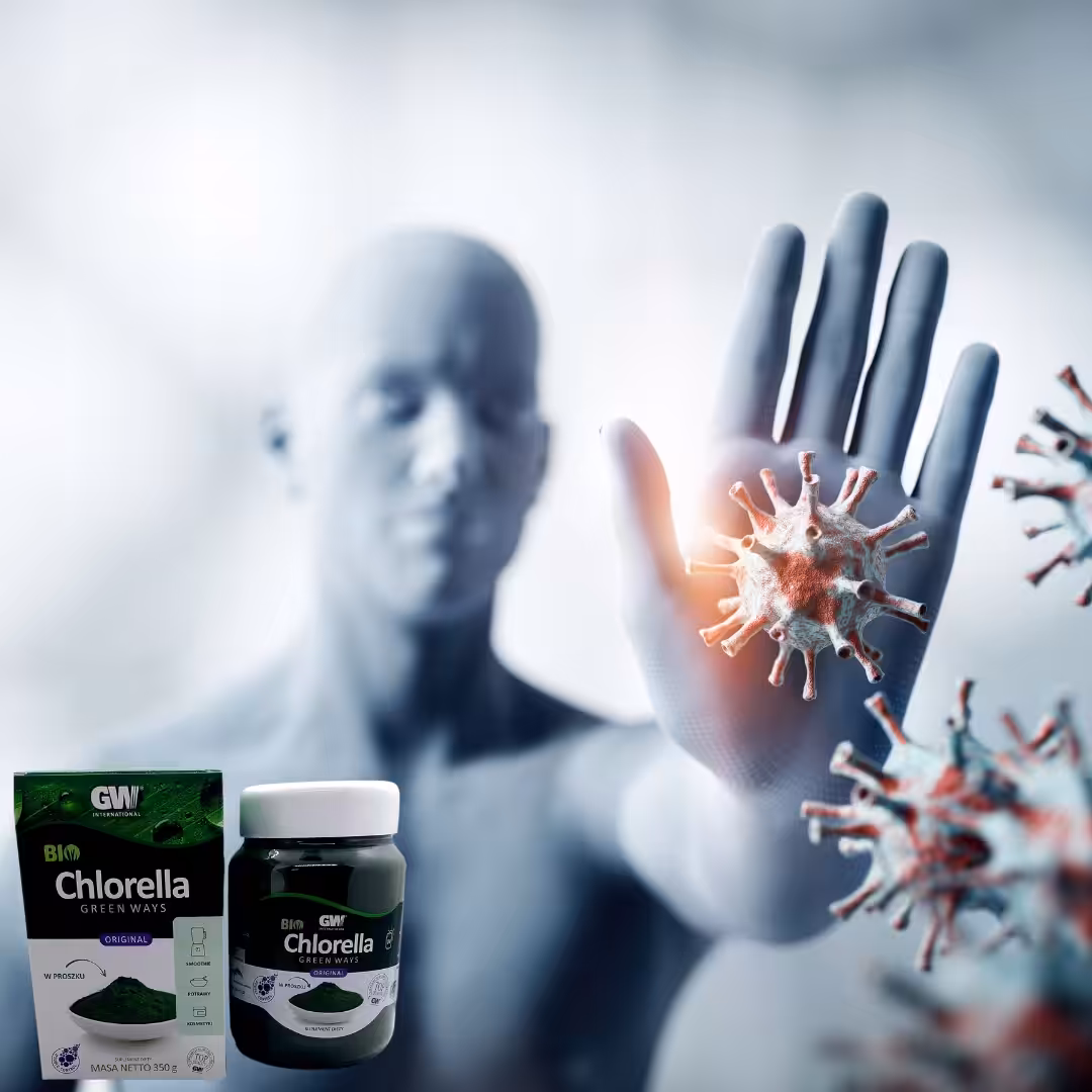 Chlorella proszek Green Ways 350g chlorella pyrenoidosa + łyżeczka + shaker - obrazek 3