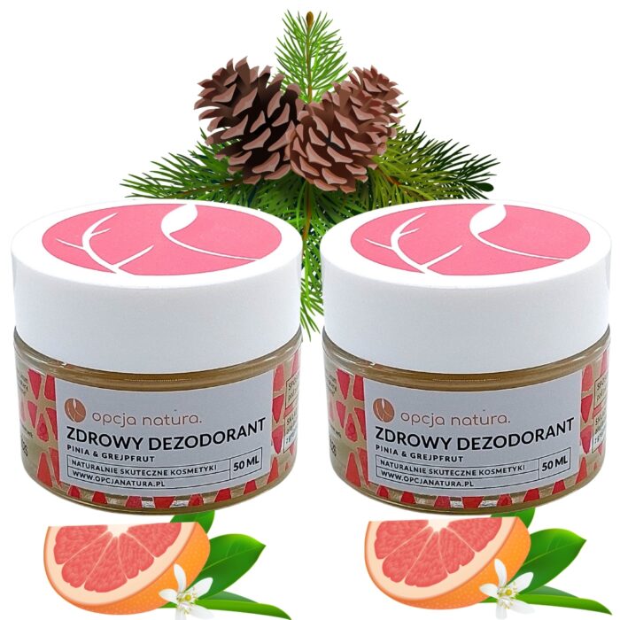 2x Zdrowy dezodorant w kremie Pinia Grejpfrut Antybakteryjny Opcja Natura