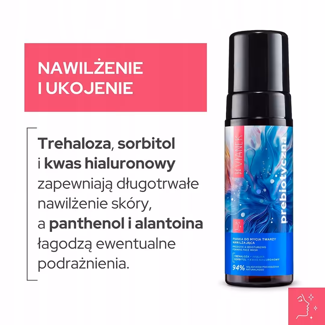 Łagodna Pianka do mycia twarzy nawilżająca VIANEK Prebiotyczny z Inuliną - obrazek 8