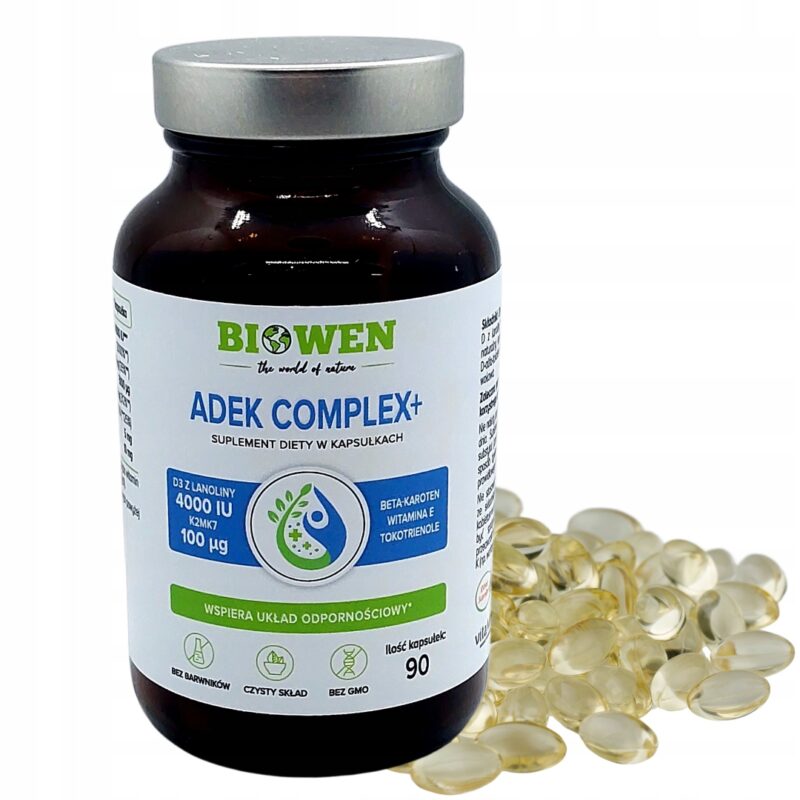 Biowen Witaminy ADEK Complex+ 90kaps witamina ADEK w oleju MCT Beta Karoten