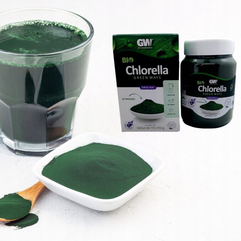 Chlorella proszek Green Ways 350g chlorella pyrenoidosa + łyżeczka + shaker - obrazek 2
