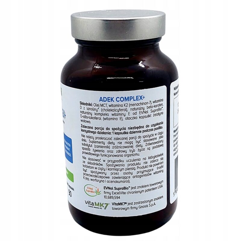 Biowen Witaminy ADEK Complex+ 90kaps witamina ADEK w oleju MCT Beta Karoten - obrazek 5