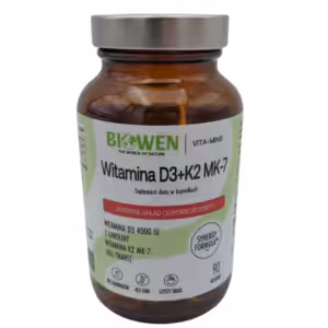 Biowen Witamina D3+K2MK7 90kap Duża dawka d3 4000 k2mk7 wit d3 w oleju MCT
