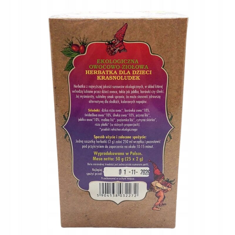 Herbata Owocowa dla dzieci Krasnoludek Dary Natury 50g napar owocowy dzieci - obrazek 5