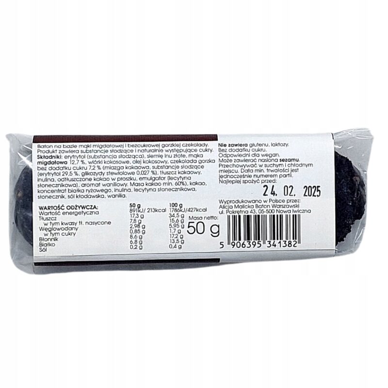 Baton Warszawski KETO 50g baton warszawski brownie nisko węglowodanowy - obrazek 5