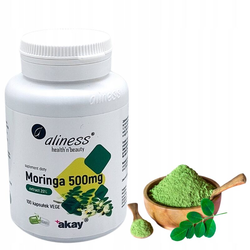 Aliness Moringa kapsułki 500 mg extract 20% Moringa na odchudzanie FIT