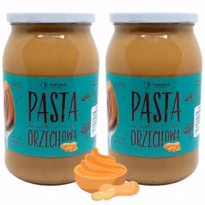 2x KruKam Pasta Orzechowa 100% Krem Orzechowy 900g bez cukru