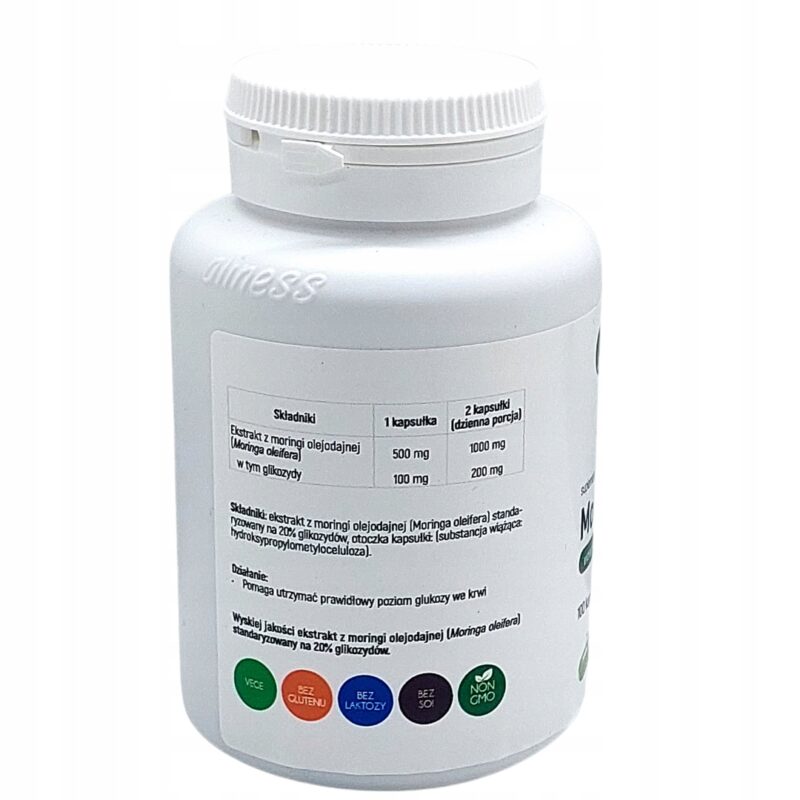 Aliness Moringa kapsułki 500 mg extract 20% Moringa na odchudzanie FIT - obrazek 3