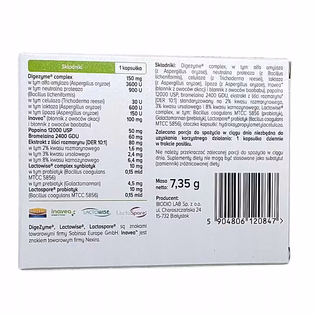 Enzymax Complex Biowen Enzymy trawienne 15 kaps PROMOCJA - obrazek 3