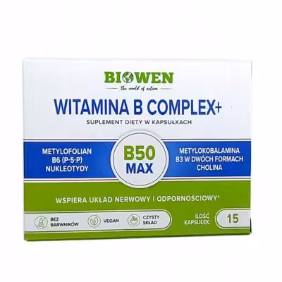 Witamina B Complex+ Biowen 15 kaps witaminy na układ nerwowy, na odporność