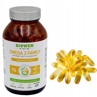 Biowen Omega 3 Family TG - 225 kapsułek Wysoka zawartość 720 EPA i 480 DHA