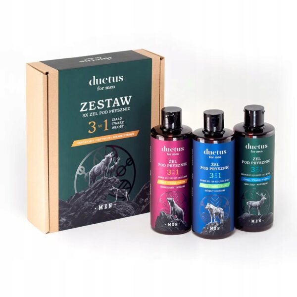 Zestaw DUETUS for Men - Żele pod Prysznic dla mężczyzny 3×300 ml 3w1 - obrazek 2